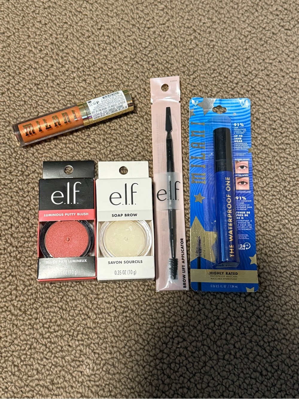 e.l.f. Luminous Putty Blush Coral & Soap Brow Cream with Brow Lift Applicator